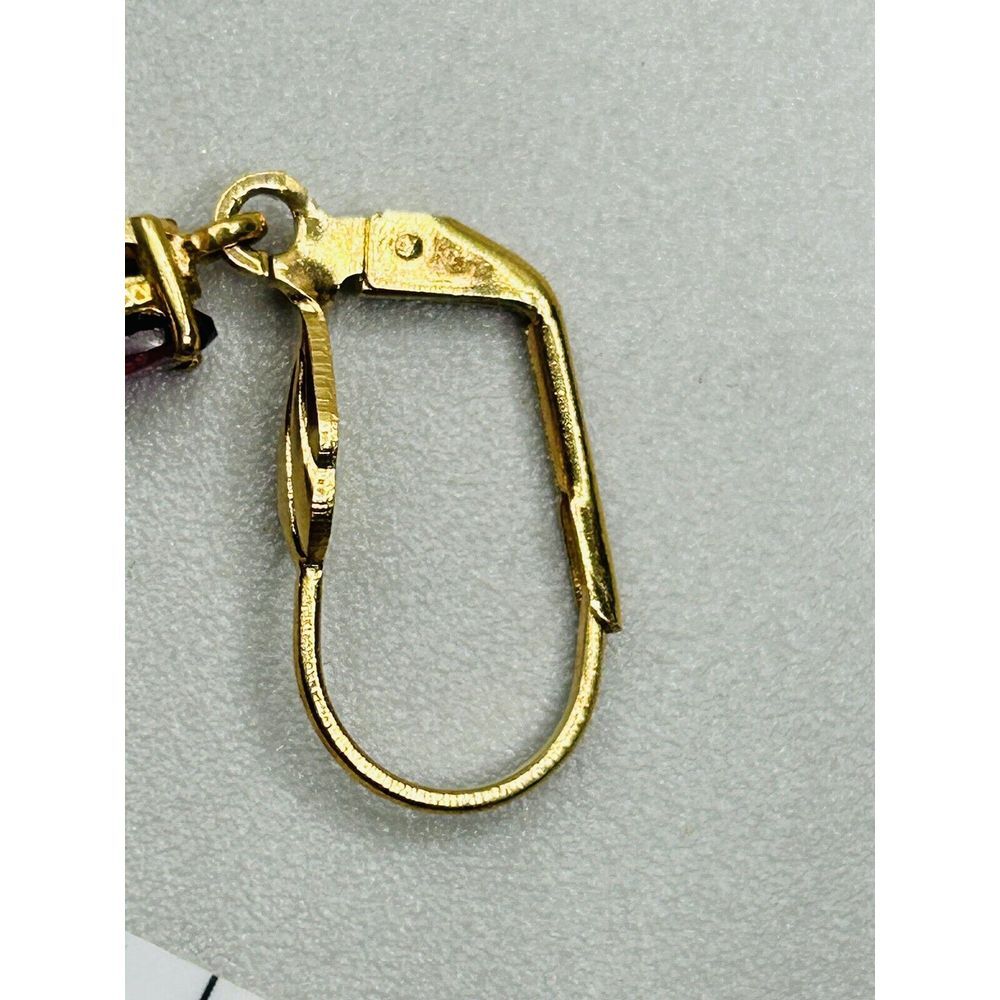 Karis Earrings Gold-tone Purple Stone Oval Prong Set Open Back Lever Back Style - Picture 8 of 10
